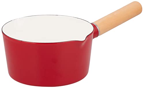 ベストコ IH対応 片手鍋 ホーロー ミルクパン 15cm レッド ND-4441