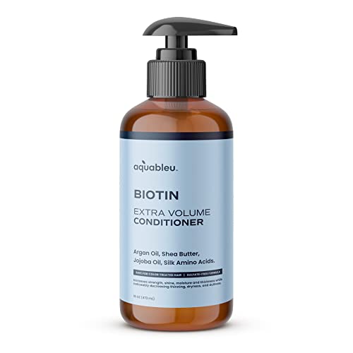 Aquableu Biotin Conditioner - Natural Thickening & Volumizing For Thicker Fuller Hair - Infused With Coconut, Keratin, Argan & Jojoba Oil - Awapuhi Fragrance - No Sulfates Or Parabens – For Men & Women - 16Oz #TOP16