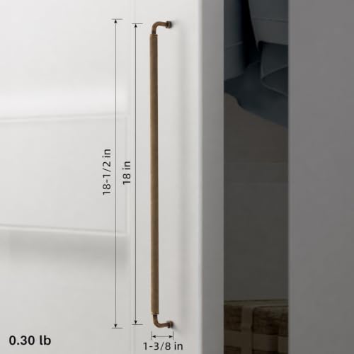 Image of Goo-Ki Antique Brass Knurled Bar Cabinet Pulls 18 Inch Hole Centers 6 Pack