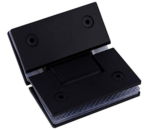 Ranbo Heavy Duty 135 Degree Glass Door Cupboard Showcase Cabinet Clamp Frameless Pivot Glass Shower Doors Hinge Replacement Parts Wall-To-Glass,304 Stainless Steel Black (135 Degree) #TOP2