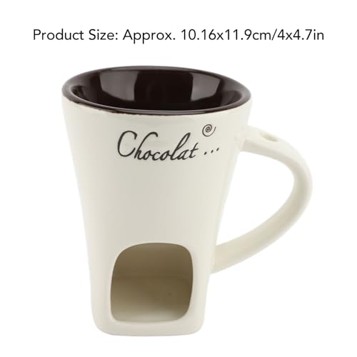 Taza de chocolate para fondue cerámica blanca miniatura 4