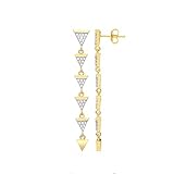  Jewelco London - Pendientes de plata de ley chapada en oro amarillo con circonita cúbica y triángulo para pizza