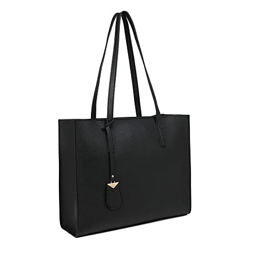 MORGLOVE Handtasche Damen Groß Shopper Tasche Mode Schule Arbeit Freizeit Henkeltasche mit Reißverschluss (A-Black)