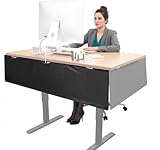 Mount-It! Under Desk Modesty Panel for Office Desks and Sit Stand Workstations [60 Inches Wide] Mesh Organizer Pockets for Cables and Wires (Black)