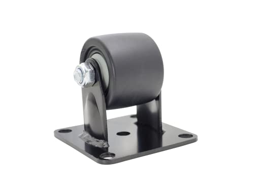 Casoter Single 2.5 Inch Black Low Gravity Center Nylon Caster,50Mm Extra Width Hi-Temp Nylon Wheel Top Plate Rigid W/O Brake Heavy Duty Double Ball Bearing Caster,1100Lbs/500Kg Load Capacity #TOP7