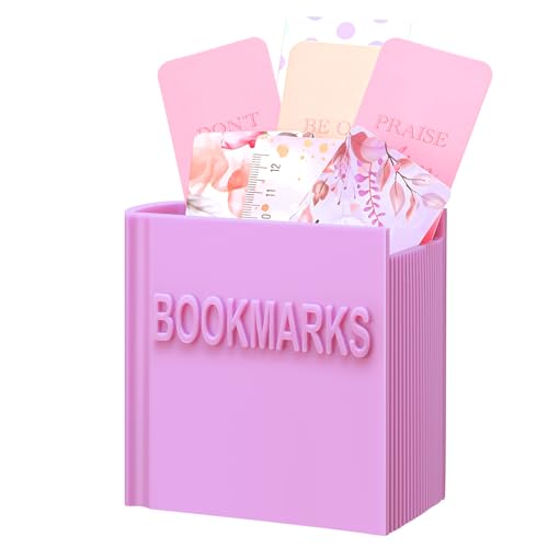 Honeydak 3D Printed Book Shaped Bookmark Holder Book Lover Gift Bookish Accessory Office Desk Supplies Funny Bookmark Accessories End of Year Gift for Teacher(Purple)