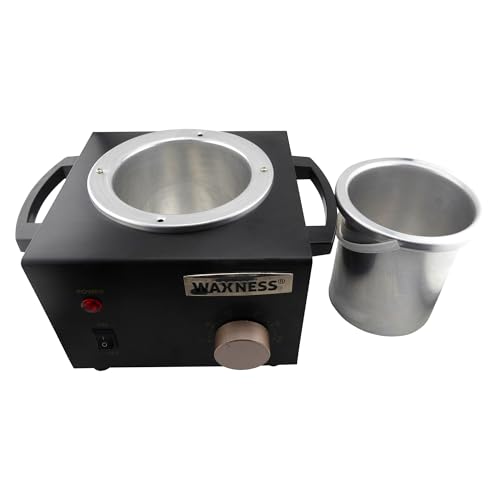 Image of Waxness Professional Wax Warmer WN-5001 XL Black Elite-Series, Metallic Body, Holds 1.5 lb (680 g) Hard Wax & Soft Wax Tins,150W, 2-Year Warranty