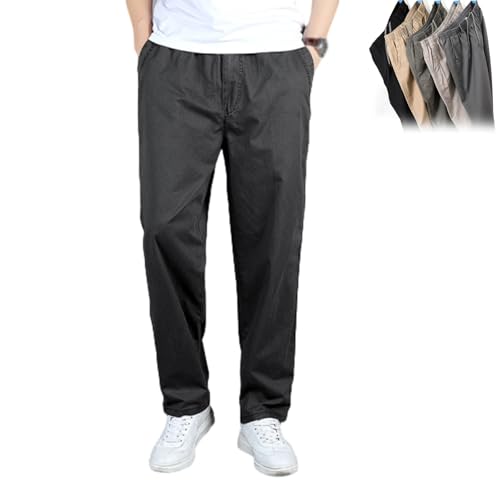 Puliam Mens Stretch Pants, Easetactic - Flex Fit Zipper-Pocket Pants, Men's Cargo Work Pants with Elastic Waist