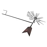 BESTonZON Metall Windmühle Gartendeko Groß Rotierbar Wetterfest für Balkon Garten Park Detailreiches Windrad Windspiel Outdoor Pinwheel mit Drehbarem Design Dekoratives Windrädchen für Foto