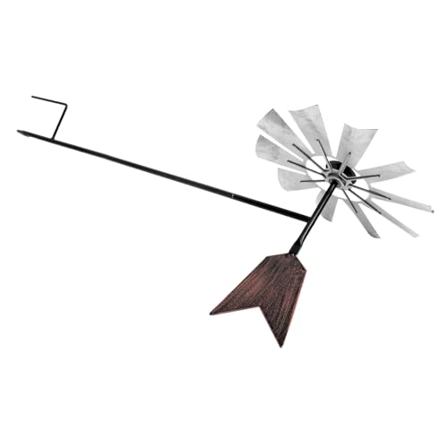 BESTonZON Metall Windmühle Gartendeko Groß Rotierbar Wetterfest für Balkon Garten Park Detailreiches Windrad Windspiel Outdoor Pinwheel mit Drehbarem Design Dekoratives Windrädchen für Foto