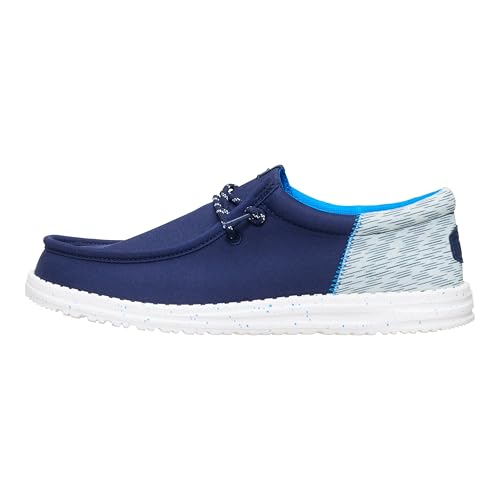 Image of HEYDUDE Wally Funk Jersey Jacquard Peacoat Blue/Multi 11, Men’s Shoes, Slip-on Loafers, Comfortable & Light-Weight