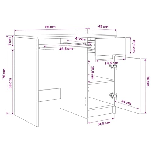 Bureau en chêne pour ordinateur avec rangement de studio - 3