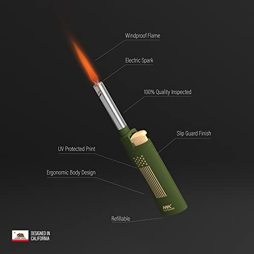 MK Lighter 5pcs. Outdoor Series Candle Lighters, Windproof Torch Flame, Ideal Lighters for Candles, BBQ Grills, Camping Lighters, Outdoor Activities, Refillable Butane, Multipurpose Lighters - Thumbnail 2