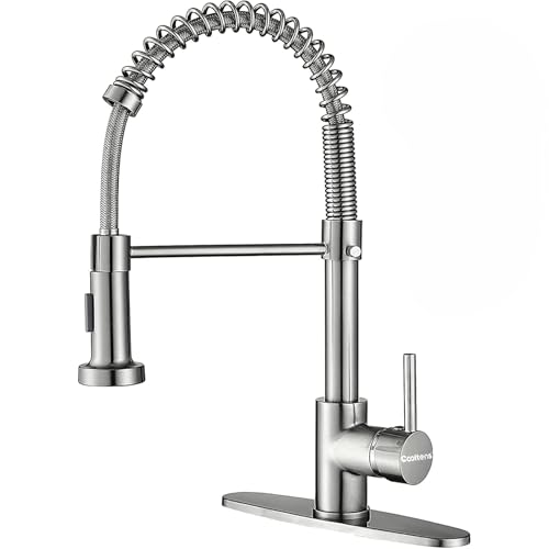 Cooltens Llaves para Fregadero de Cocina, Monomando para fregadero con manguera extraible, Grifos para Fregadero de Cocina, grifo comercial de agua caliente y fría de 360°,...
