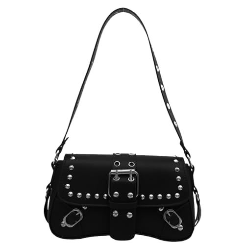 Sac à bandoulière pour femmes en cuir PU noir aux finitions soignées