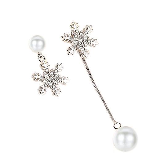 Boucles d'oreilles asymétriques en cristal et perles de mode