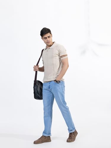 Image of Armisto Men's 100% Cotton Fancy Party Polo T-Shirt /Neutral Colour