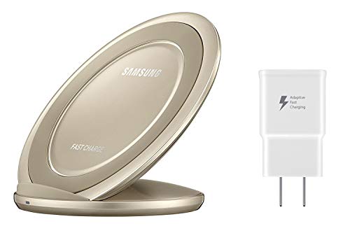 Samsung Qi Certified Fast Charge Wireless Charging Pad + Stand - Supports wireless charging on Qi compatible smartphones - Gold