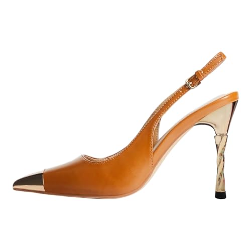 Milooey shoes Women's Pointy Cap Toe Slingback Pumps Spiral Stiletto High Heels Buckled Back Strap Dress Sandals Shoes for Party Formal Dating Size 4-16 US2