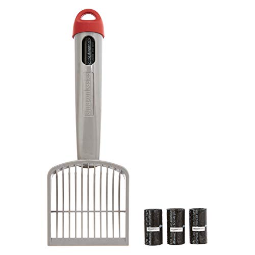 Amazon Basics Litter Scoop with Builtin Waste Bag Dispenser and 60