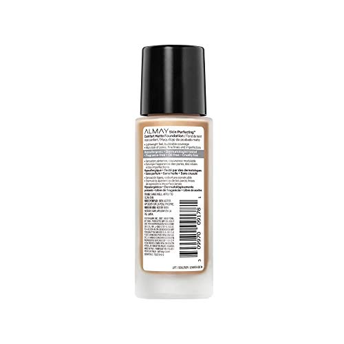 Almay Skin Perfecting Comfort Matte Foundation, Hypoallergenic, Cruelty Free, -Fragrance-Free, Dermatologist Tested Liquid Makeup, Warm Tan, 1 Fluid Ounce #TOP1