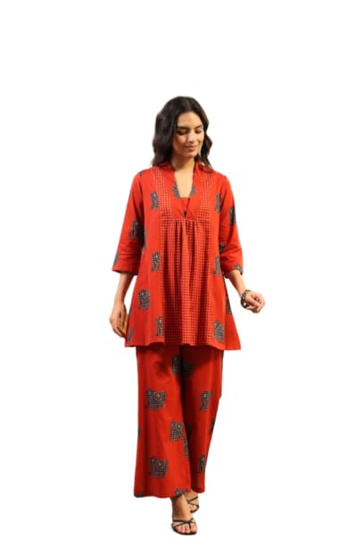 jisora Women's Red Printed Cotton Co-Ord Set-picture-49
