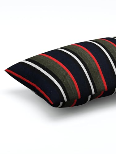 Image of 180 TC Pillow Cover Set of 2 | Pillow Cover Cotton 100% | Pillow Cover Set of 2 King Size | Wrinkle Free & Fade Resistance | Striped Pattern | Standard Size | All Season Use (Stripe Black)
