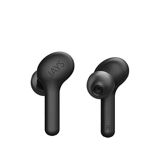 JAYS Bluetooth-hörlurar i örat – f-fem – svart – äkta trådlösa hörlurar för kristallklara samtal upp till 16 h batteritid lämplig för iOS och Android