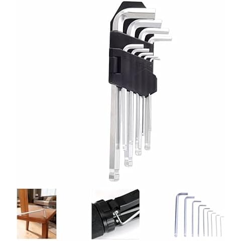 SAYUANVA Professional 9-Piece Ball End Hex Key Set, Chrome Vanadium Steel L-Wrenches, 1.5-10mm Metric Sizes, Industrial-Grade with Storage Case for Automotive, Motorcycle, DIY Repair Cover