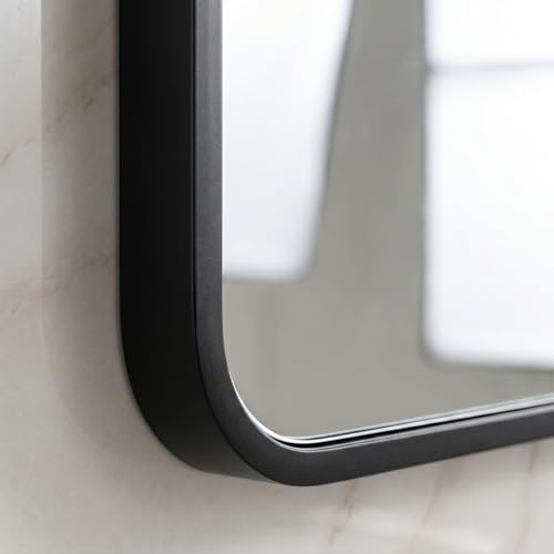 Image of HARRITPURE 26 inchx38 inch Arched Bathroom Mirror, Wall Mounted Mirror, Black Arch Mirror, Aluminum Alloy Frame Wall Mirror for Living Room, Bedroom, Entryway