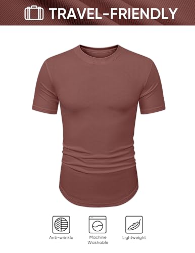 Image of JMIERR Mens Short Sleeve T Shirt Summer Muscle Slim Fitted Crewneck Longline Tees Shirts for Gym Workout