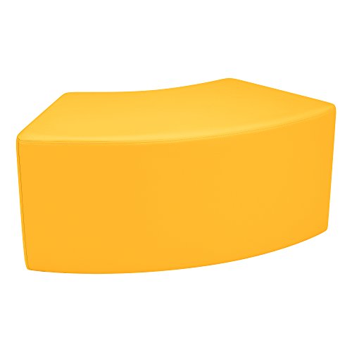 Image of Sprogs 18 inch H Structured S-Curve Stool -Flexible Modular Collaborative Soft Seating for Office, Home, Lounge and School Classrooms with Durable Frame & Set of 2 inch Casters Add-on -Yellow