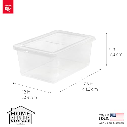 Image of IRIS USA 12-Pack Storage Bins with Lids, 17 Quart, Shoe Boxes Clear Stackable Containers Organize Shoes Closet Shelves, Classroom Organization Teacher Tools, Game Storage - BPA-Free Plastic