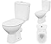 Produktbild VBChome Keramik Stand- WC Toilette Komplett -Design- Set mit Spülkasten WC- Sitz aus Polypropylen mit Absenkautomatik SoftClose-Funktion für waagerechten Abgang Wasseranschluss Spülrandlos