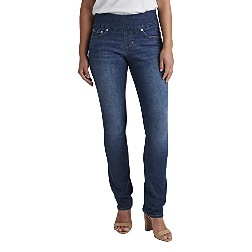 JAG Jeans Women's Petite Peri Mid Rise Straight Leg Pull-on Jeans, Anchor Blue AU315, 2 Petite
