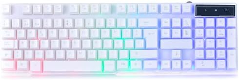 Orzly PS5 Gaming Keyboard white RGB USB Wired Rainbow Keyboard Designed for PC Gamer PS5, Laptop, Xbox, Nintendo Switch, RX-250 Hornet Edition - Siberia White edition