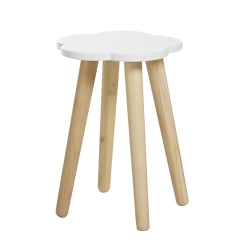 Haus Projekt Taburete Madera Blanco Grande Niños, Formas de Nubes Taburete de Niño, Mesa Pequeña Auxiliar, Banquito Niñas, Silla Infantil
