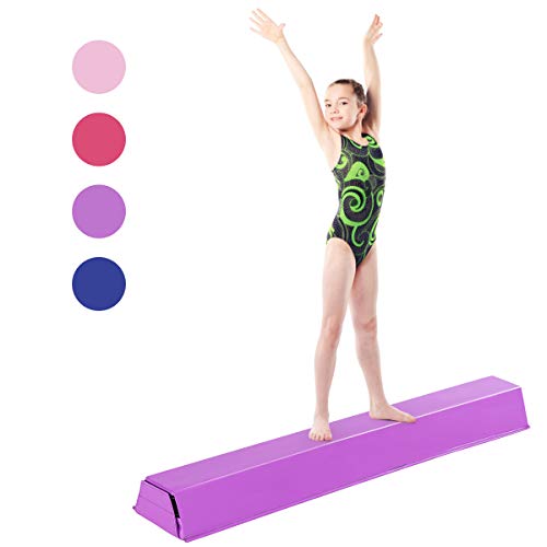 DREAMADE Schwebebalken Gymnastikbalken 117 cm, Training Balance Beam für Kinder sowie Erwachsene (Lila)