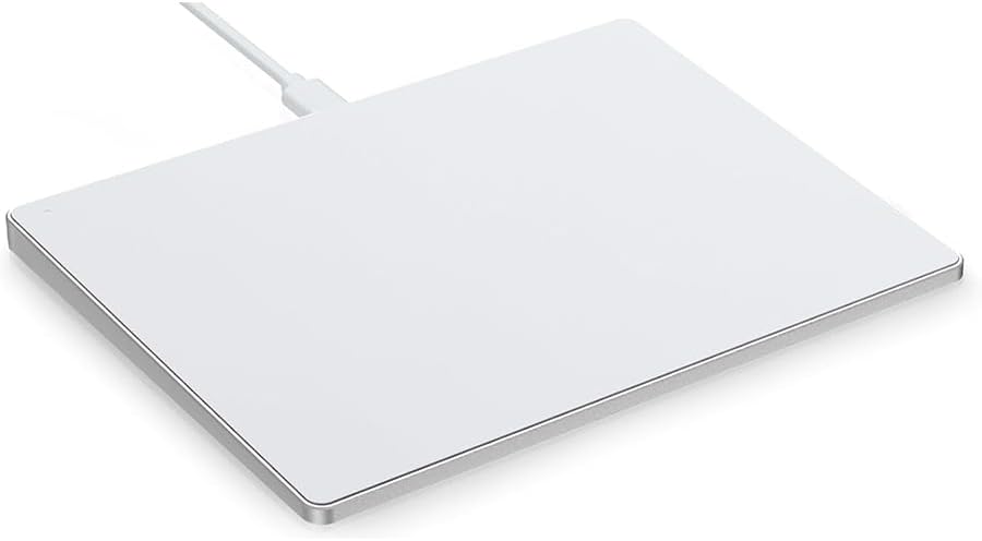 JOMAA Wired touchpad Supports Multi Gesture Control, Wired Trackpad Mouse with Multi-Touch Navigation Glass Touch Surface + Aluminum Alloy Shell for Windows 7/10/11 Laptop Notebook Computer (Silver)