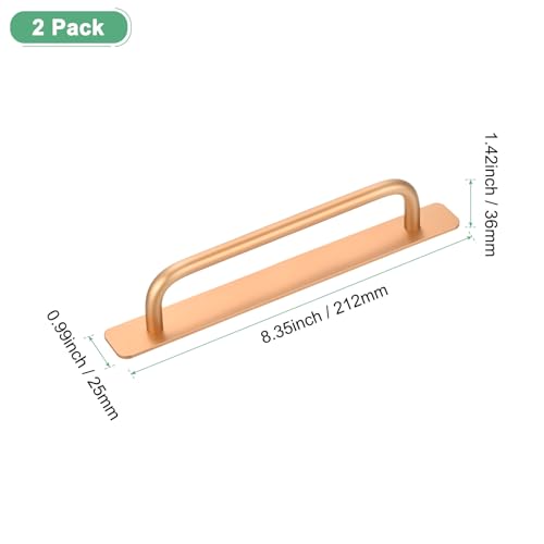 Image of M METERXITY 2-Pack Self Stick Barn Door Handles, 8.35Inch /212mm Length Aluminium Alloy Gate Handle with Double Sided Tape for Bathroom /Wardrobe /Closet, Sliding Door Handle with Plate [Gold]