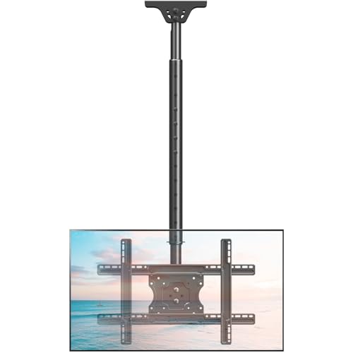 ELIVED TV Deckenhalterung für die meisten 37-75 Zoll Flach & Curved Fernseher bis zu 45KG, max. VESA 600x400mm, Höhenverstellbare Decken TV Halterung für Flachdach oder Schrägdach, EV3016