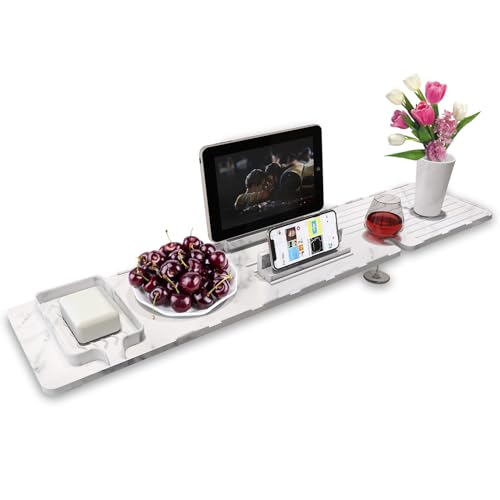 Cuayaes BATHTUB TABLE TRAY Premium Bathtub Tray Caddy, Bath Tray For Tub Made Of Silicone And Stainless Steel cover