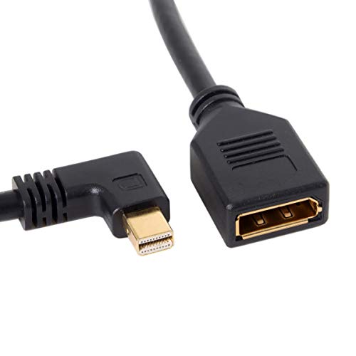 Cablecc Mini DP DisplayPort 90 Degree to DisplayPort Female Cable for Displays Monitors (Right Angled)