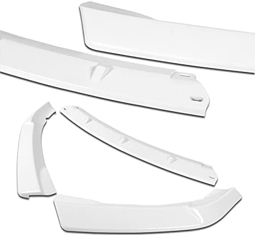 Stay-Tuned, 5PCS ABS STP-Style Front Bumper Lip Spoiler Body Kit + Universal 31" x 4" Side Skirts, Compatible with 2002-2005 BMW (E46) 3-Series Sedan/4DR, Exterior Accessory (Painted White)