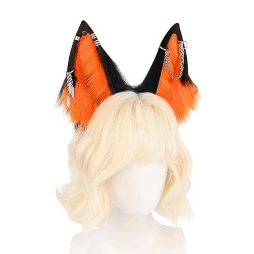 Serre-tête oreilles de loup en fausse fourrure élastique pour cosplay