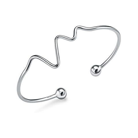 Helen de Lete Simple Style Heart Beat Wave Sterling Silver Bracelet Cover
