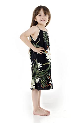 Image of Family Matching Hawaiian Clothes, Wispy Cereus Black | Lightweight 100% rayon • Family matching outfits • Tropical floral print • Beach vacations • Luaus • Cruises • Family photos