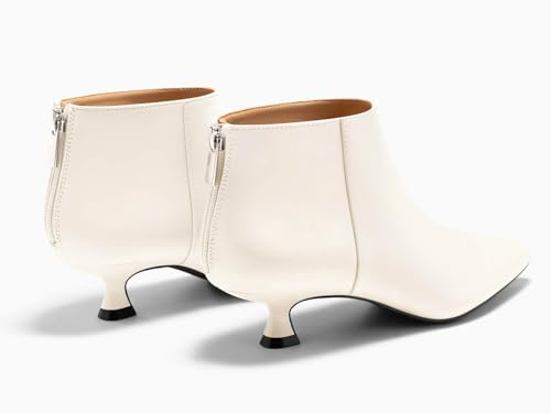 Image of Coutgo Womens Kitten Low Heel Booties Pointed Toe Short Ankle Boots Back Zipper Fall Shoes