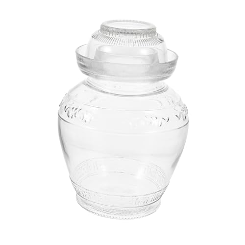 COLLBATH Large Capacity Glass Pickle Jar - 5lb Kitchen Fermentation Can for Sauerkraut and Food Storage