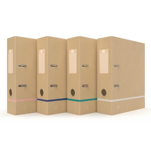 OXFORD - Archivador de palanca TOUAREG de 8 cm Kraft reciclado. Color beige ribete aleatorio